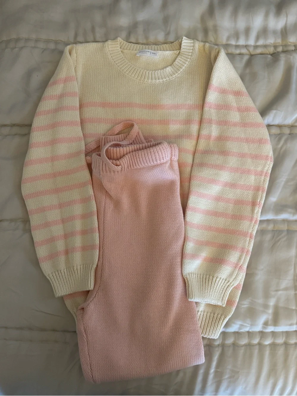Minnow Soft Pink Stripe Knit Sweater & Pants Set - Kids. NWOT